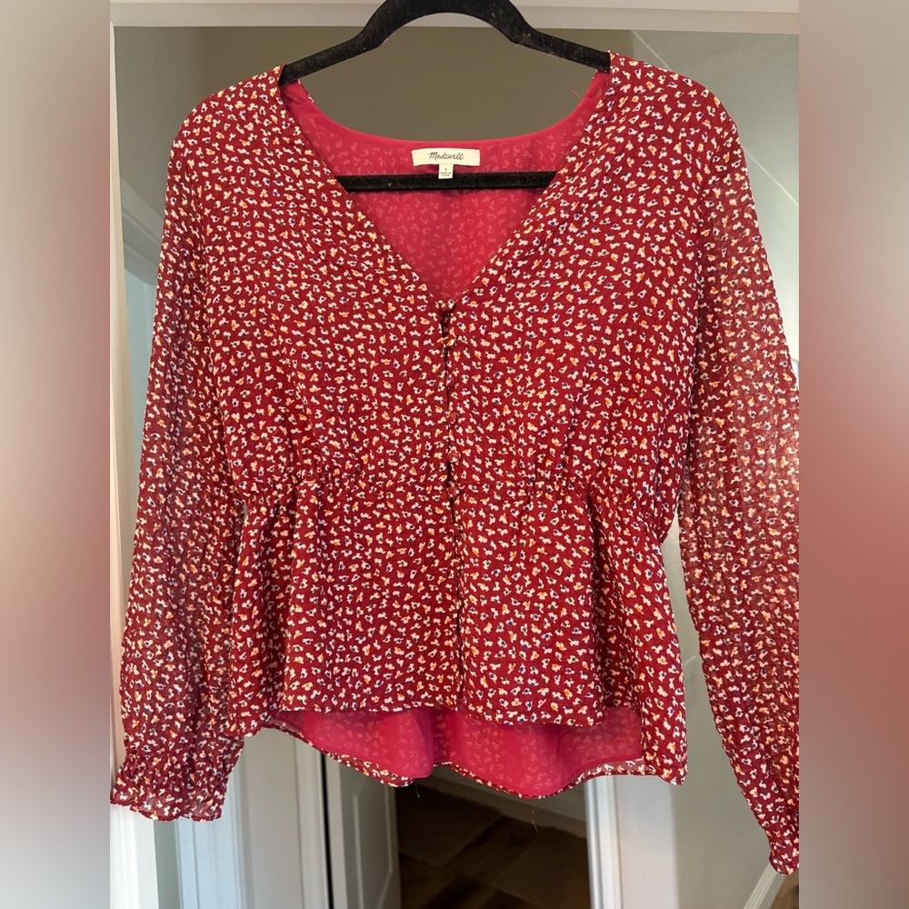 Madewell red blouse